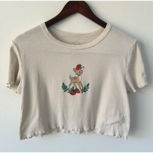 PS/LA‎ Los Angeles California Crop Top Cute Deer Strawberry Graphic Size Medium